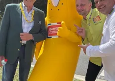 Nelson Monfort, Popotte la mascotte, Frédéric Jaunault MOF Primeur Fruits et Légumes 2011 et ambassadeur de la Banane Guadeloupe & Martinique et Jean-Christophe Michelet, double champion du monde des Confituriers 2019.